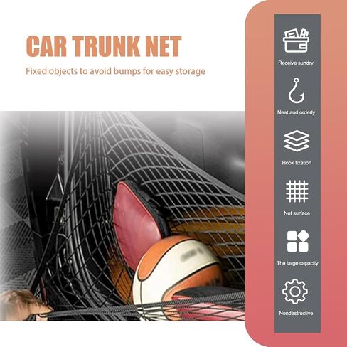 1 PC Car Trunk Luggage Net, 43.3" x 15.74" Adjustable Elastic Dual Layer Flat-Lay Storage Net with Installation Tool, Vehicle Organizer Accessories, Suitable for SUVs Cars RVs Trailers (Black) in Saudi Arabia