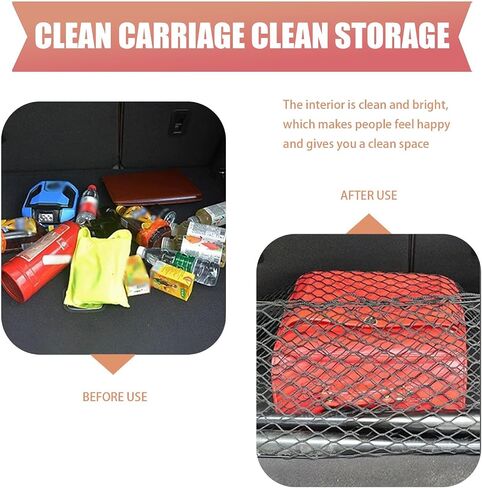 1 PC Car Trunk Luggage Net, 43.3" x 15.74" Adjustable Elastic Dual Layer Flat-Lay Storage Net with Installation Tool, Vehicle Organizer Accessories, Suitable for SUVs Cars RVs Trailers (Black) in Saudi Arabia