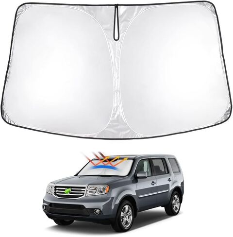 T TGBROS Windshield Sun Shade Custom Fit for 2009-2015 Honda Pilot SUV Accessories Foldable Sun Shield Reflective Polyester Sun Visor Cover Block Heat and Sun Protection in Saudi Arabia