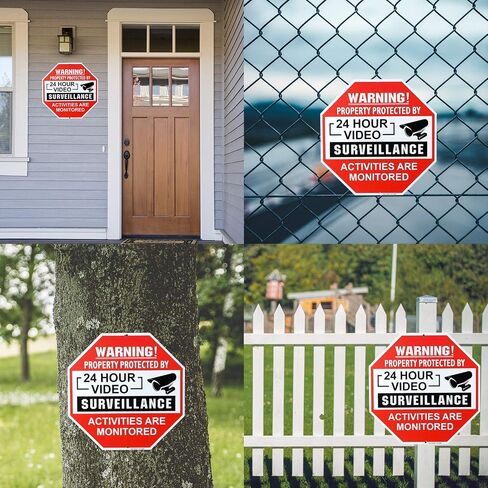 Video Surveillance Sign 2 Pack, Aluminum No Trespassing Metal Reflective Warning Sign, UV Protected and Waterproof, Indoor or Outdoor Use for Home Business CCTV Security Camera, 12×12 inches in Saudi Arabia