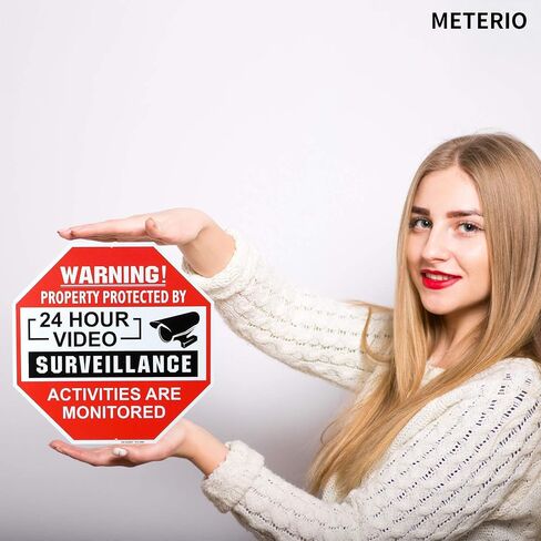 Video Surveillance Sign 2 Pack, Aluminum No Trespassing Metal Reflective Warning Sign, UV Protected and Waterproof, Indoor or Outdoor Use for Home Business CCTV Security Camera, 12×12 inches in Saudi Arabia