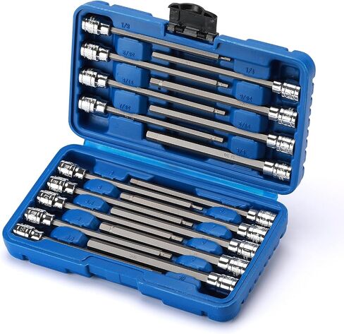EMENTOL 18PCS 3/8" Drive Long Hex Bit Socket Set, CR-V, S2 Steel, SAE/Metric, Extra Long Allen Hex Bit Socket Set, 1/8 Inch - 3/8 Inch, 3mm - 10mm in Saudi Arabia