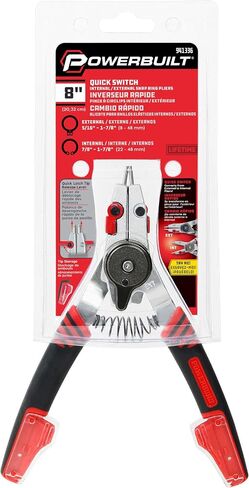 Powerbuilt Snap Ring Pliers with Combination Internal External Switch, Reversible, Remove and Install, Spring Loaded, Tips Included - Red 941336 in Saudi Arabia
