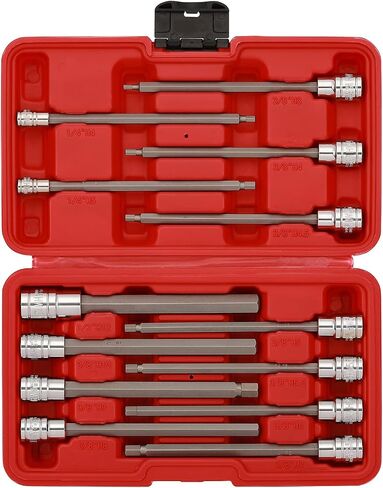 EMENTOL 18PCS 3/8" Drive Long Hex Bit Socket Set, CR-V, S2 Steel, SAE/Metric, Extra Long Allen Hex Bit Socket Set, 1/8 Inch - 3/8 Inch, 3mm - 10mm in Saudi Arabia