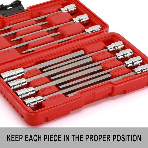 EMENTOL 18PCS 3/8" Drive Long Hex Bit Socket Set, CR-V, S2 Steel, SAE/Metric, Extra Long Allen Hex Bit Socket Set, 1/8 Inch - 3/8 Inch, 3mm - 10mm in Saudi Arabia