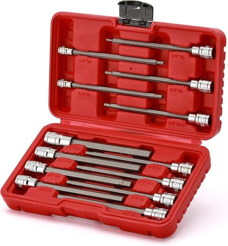 EMENTOL 18PCS 3/8" Drive Long Hex Bit Socket Set, CR-V, S2 Steel, SAE/Metric, Extra Long Allen Hex Bit Socket Set, 1/8 Inch - 3/8 Inch, 3mm - 10mm in Saudi Arabia