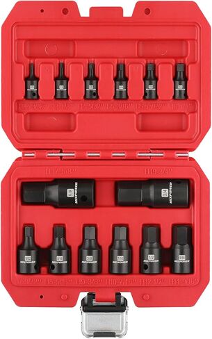 MIXPOWER 14-Piece Dr. Bit Socket Set, 2.5mm to 19mm, 1/4", 3/8" and 1/2" Drive, Cr-Mo Impact Grade, Metric, Hex Bit Socket in Kuwait