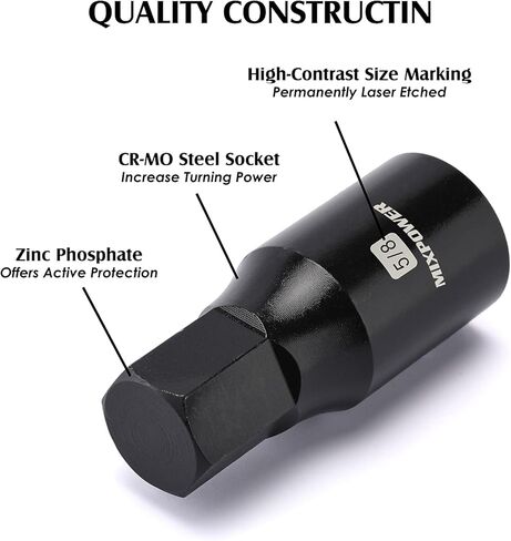 MIXPOWER 14-Piece Dr. Bit Socket Set, 2.5mm to 19mm, 1/4", 3/8" and 1/2" Drive, Cr-Mo Impact Grade, Metric, Hex Bit Socket in Kuwait