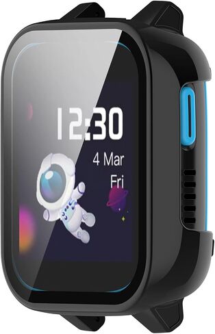Compatible with Xplora XGO 3 Screen Protector Case, FitTurn Replacement Color PC Bumper with Tempered Glass Full Screen Protector Cover Film Accessories for Xplora XGO 3 Watch (Black,Clear) in Saudi Arabia