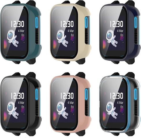 Compatible with Xplora XGO 3 Screen Protector Case, FitTurn Replacement Color PC Bumper with Tempered Glass Full Screen Protector Cover Film Accessories for Xplora XGO 3 Watch (Black,Clear) in Saudi Arabia