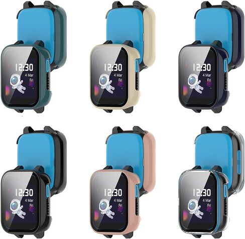 Compatible with Xplora XGO 3 Screen Protector Case, FitTurn Replacement Color PC Bumper with Tempered Glass Full Screen Protector Cover Film Accessories for Xplora XGO 3 Watch (Black,Clear) in Saudi Arabia