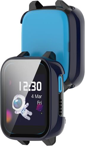 Compatible with Xplora XGO 3 Screen Protector Case, FitTurn Replacement Color PC Bumper with Tempered Glass Full Screen Protector Cover Film Accessories for Xplora XGO 3 Watch (Black,Clear) in Saudi Arabia
