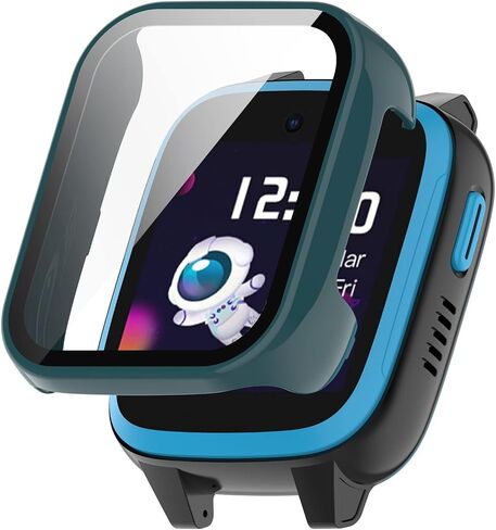 Compatible with Xplora XGO 3 Screen Protector Case, FitTurn Replacement Color PC Bumper with Tempered Glass Full Screen Protector Cover Film Accessories for Xplora XGO 3 Watch (Black,Clear) in Saudi Arabia