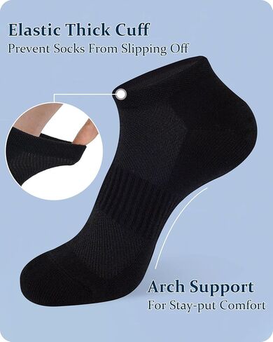 Jane Stone Mens Ankle Socks 8 Pack Cotton Low Cut Socks Non Slip No Show Socks Size 9-12/13-15 in Saudi Arabia