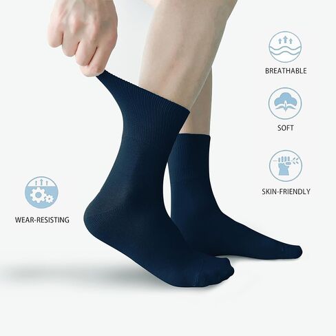 Mens Cotton Crew Socks，6 Pairs Men's Dress Socks Made of Classic Cotton Polyester for Business Suit in Saudi Arabia