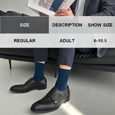 Mens Cotton Crew Socks，6 Pairs Men's Dress Socks Made of Classic Cotton Polyester for Business Suit in Saudi Arabia