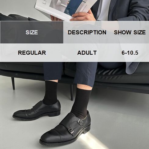 Mens Cotton Crew Socks，6 Pairs Men's Dress Socks Made of Classic Cotton Polyester for Business Suit in Saudi Arabia