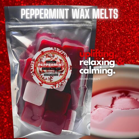 Wax Melts | Peppermint + Eucalyptus | Strongly Scented | Lasting Fragrance | Scented Wax Melts | Aromatherapy | Wax Melts Bulk | Handcrafted USA (Premium Wax Blend, 8oz) in Saudi Arabia