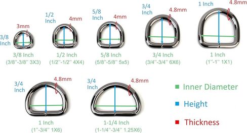 15 Pcs Metal D Rings Heavy Duty Non-Welded Iron D Ring Buckle for Sewing in Saudi Arabia