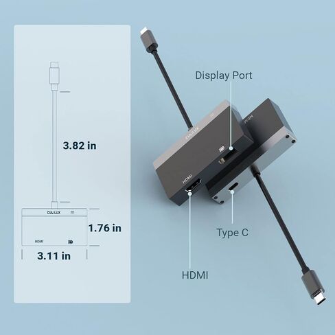 Cubilux USB C إلى HDMI وDisplayPort MST HUB، ثنائي 4K@60 هرتز Thunderbolt 4/3 إلى منفذ العرض ومحول شاشة HDMI بمنفذين/دونجل/محول متوافق مع Surface Pro Dell HP Lenovo Asus والمزيد in Kuwait
