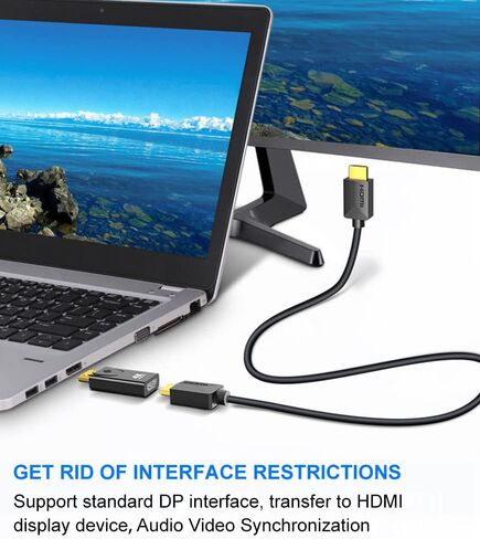 محول DisplayPort إلى HDMI 4K DP إلى HDMI محول DisplayPort ذكر إلى HDMI أنثى للكمبيوتر والتلفزيون والشاشة وجهاز العرض in Saudi Arabia