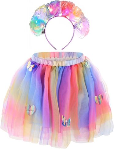 Rave Outfit Skirt Festival Tutu Skirt with Led Headband Colorful Party Costume Skirts for Women and Girls in Saudi Arabia