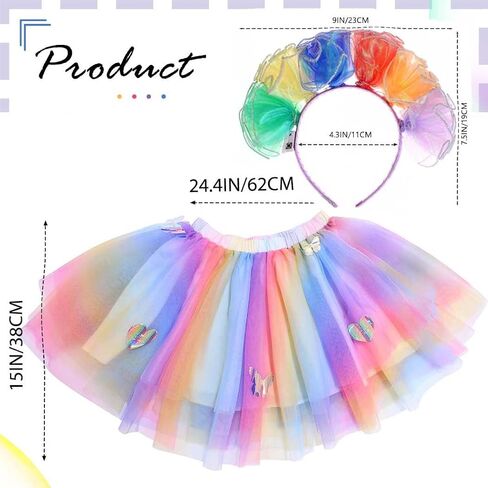Rave Outfit Skirt Festival Tutu Skirt with Led Headband Colorful Party Costume Skirts for Women and Girls in Saudi Arabia