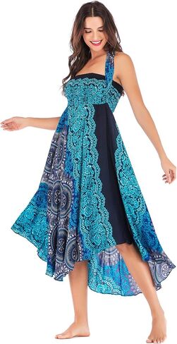 Daysskk Women's Maxi Skirt 2 in 1 Halter Dress Womens Boho Skirts Summer Beach Skirt 37" in Saudi Arabia