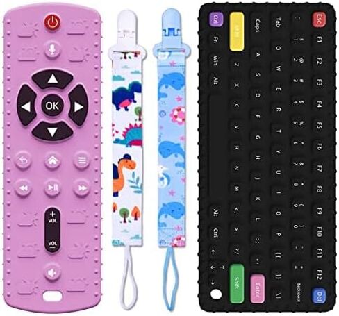 2-pack Baby Teething Toys for 0-3-6-12 Months，Pressable remote control Chew toys for Babies 0 3 6 9 12 18 Months，Teether Relief Baby Toy for Infants，Gifts for 1 2 Year Old Boys Girls, BPA Free in Saudi Arabia