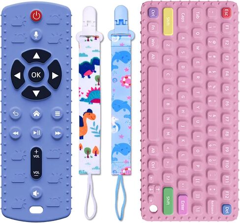 2-pack Baby Teething Toys for 0-3-6-12 Months，Pressable remote control Chew toys for Babies 0 3 6 9 12 18 Months，Teether Relief Baby Toy for Infants，Gifts for 1 2 Year Old Boys Girls, BPA Free in Saudi Arabia