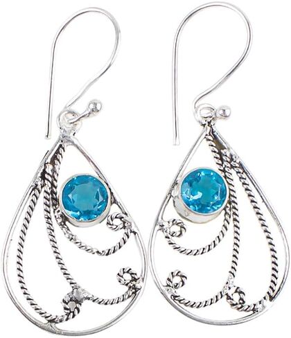 Handmade Oxidized 925 Sterling Silver Drop & Dangle Earrings Lightweight Boho Chic Gemstone Jewelry For All Occasion (Tanzania Tanzanite) in Saudi Arabia