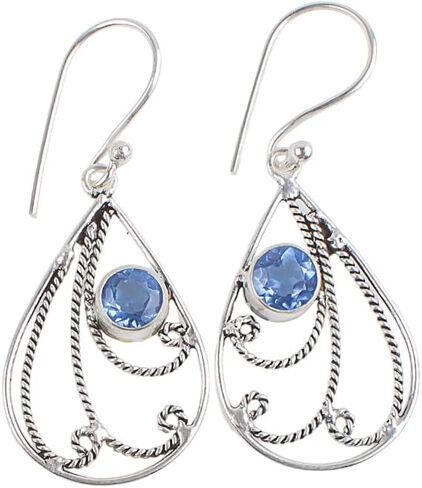 Handmade Oxidized 925 Sterling Silver Drop & Dangle Earrings Lightweight Boho Chic Gemstone Jewelry For All Occasion (Tanzania Tanzanite) in Saudi Arabia