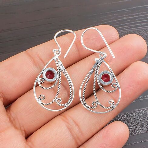 Handmade Oxidized 925 Sterling Silver Drop & Dangle Earrings Lightweight Boho Chic Gemstone Jewelry For All Occasion (Tanzania Tanzanite) in Saudi Arabia