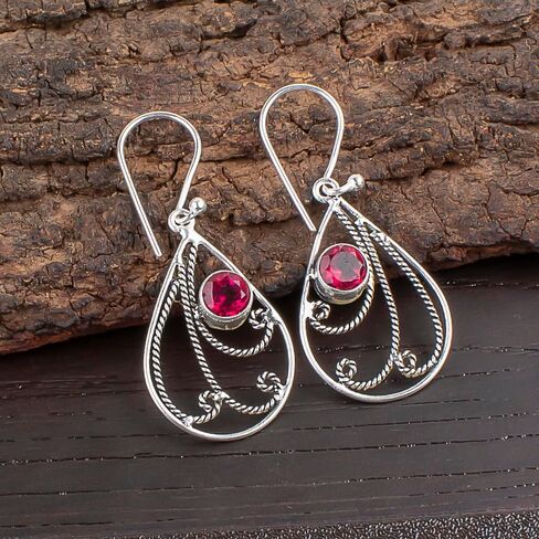 Handmade Oxidized 925 Sterling Silver Drop & Dangle Earrings Lightweight Boho Chic Gemstone Jewelry For All Occasion (Tanzania Tanzanite) in Saudi Arabia