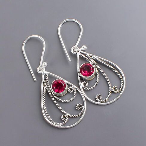 Handmade Oxidized 925 Sterling Silver Drop & Dangle Earrings Lightweight Boho Chic Gemstone Jewelry For All Occasion (Tanzania Tanzanite) in Saudi Arabia