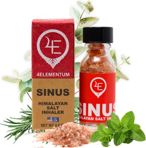 4Elementum Sinus Himalayan Salt Inhaler - Infused with Natural Eucalyptus, Peppermint and Rosemary - Supports Relief from Allergies, Colds, and Congestion in Saudi Arabia