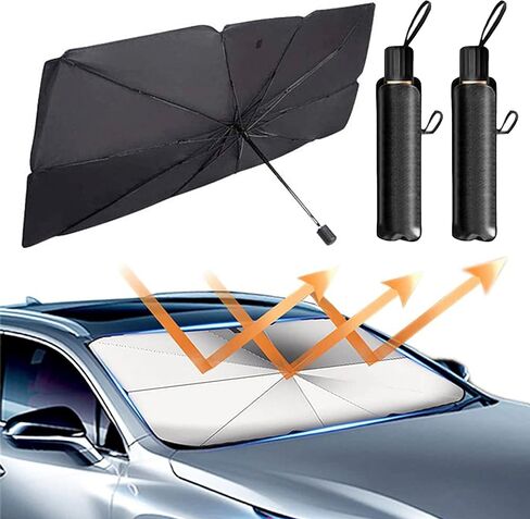 Windshield Sun Shade Car Umbrella Sun Protection & Heat Insulation Foldable Sun Shade Cover Car Shade Front Windshield for Most Vehicles 56''*31'' in Saudi Arabia