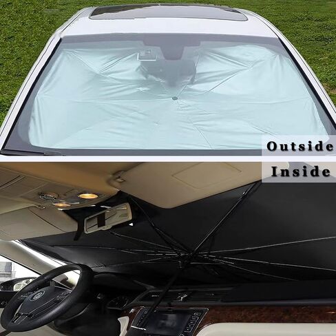 Windshield Sun Shade Car Umbrella Sun Protection & Heat Insulation Foldable Sun Shade Cover Car Shade Front Windshield for Most Vehicles 56''*31'' in Saudi Arabia