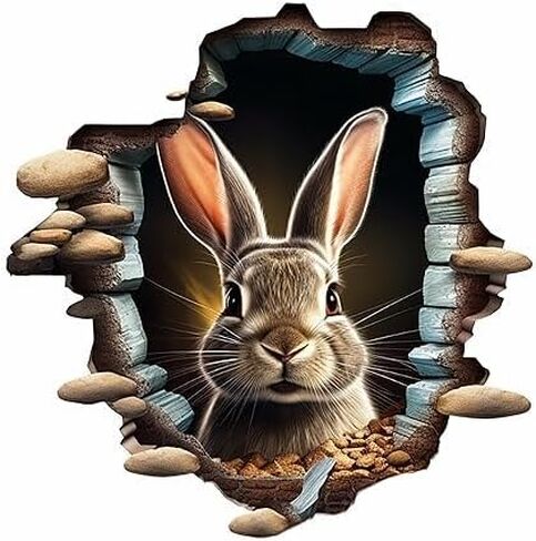 Cute Rabbit Hole In Wall Sticker For Playroom Decor, Boys Room, Living Room, Nursery, Girls Room, Sticker (18 inch) in Saudi Arabia