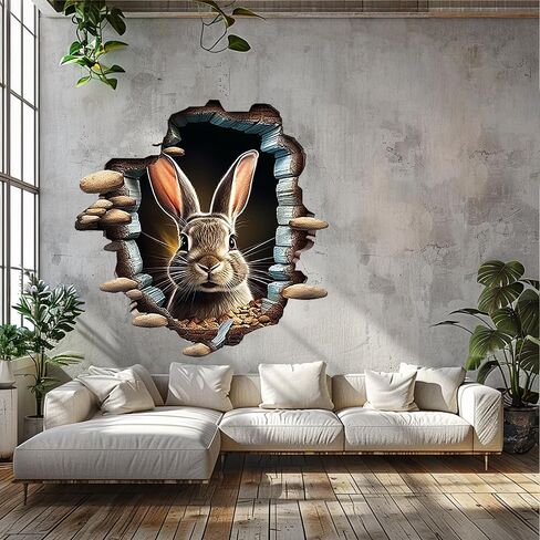 Cute Rabbit Hole In Wall Sticker For Playroom Decor, Boys Room, Living Room, Nursery, Girls Room, Sticker (18 inch) in Saudi Arabia