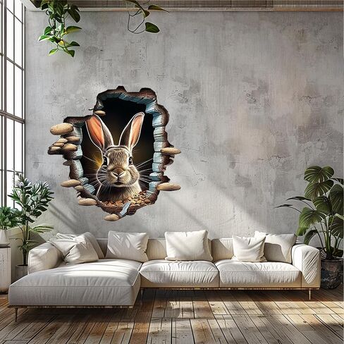 Cute Rabbit Hole In Wall Sticker For Playroom Decor, Boys Room, Living Room, Nursery, Girls Room, Sticker (18 inch) in Saudi Arabia