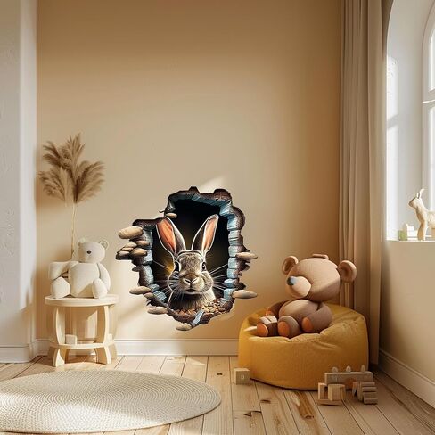 Cute Rabbit Hole In Wall Sticker For Playroom Decor, Boys Room, Living Room, Nursery, Girls Room, Sticker (18 inch) in Saudi Arabia