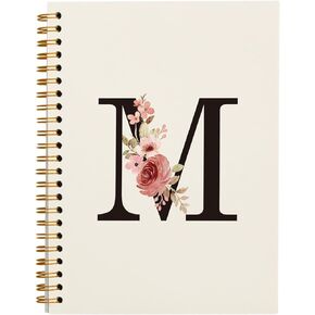 Initial Letter M Notebook - Personalized Notebook, Monogram Gifts, Hardcover Spiral Notebook 5.5 x 8.3