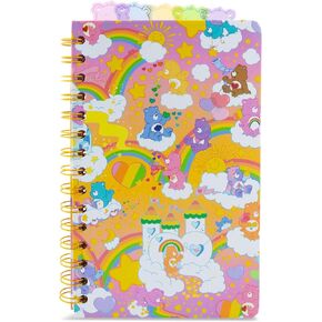 Silver Buffalo Care Bears Rainbows 5-Tab Spiral Notebook With 75 Sheets | Notepad Journal, Stationery Paper | 5 x 8 Inches