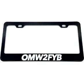 Funny License Plate Frame/ OMW2FYB License Plate Frame/Stainless Steel Black License Plate Frame / 2 Hole Car License Plate Holder Compatible with USA & Canada Standard 6" x 12" Tags