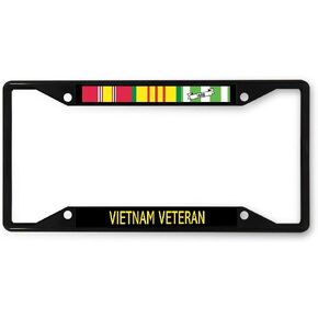 Metal License Plate Frame Vietnam Veteran A Car Auto Tag Holder Black 4 Holes One Frame
