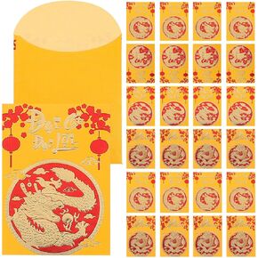 Chinese New Year Red Envelopes 2024, Lunar New Year of Money Envelopes, Red Envelope Packets Hong Bao with Gold Embossed Patterns for Spring Festival 30pcs B