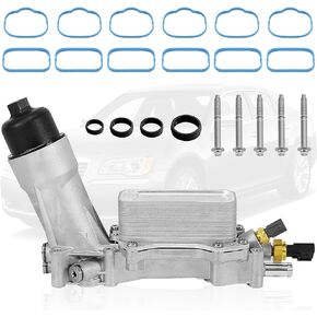 5184294AE Aluminum Engine oil filter housing with Gaskets Upgraded Aluminum Compatible with 3.6L V6 engine oil cooler 2011-2013 Chrysler 200 300 Dodge Avenger Durango Wrangler Charger