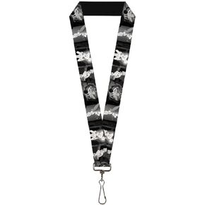 Buckle Down Lanyard-1.0"-Tinker Bell Scenes Black/White