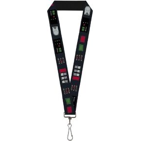 Buckle-Down Star Wars Lanyard, Star Wars Darth Vader Utility Belt Bounding3 Black Grays Reds, Elastic